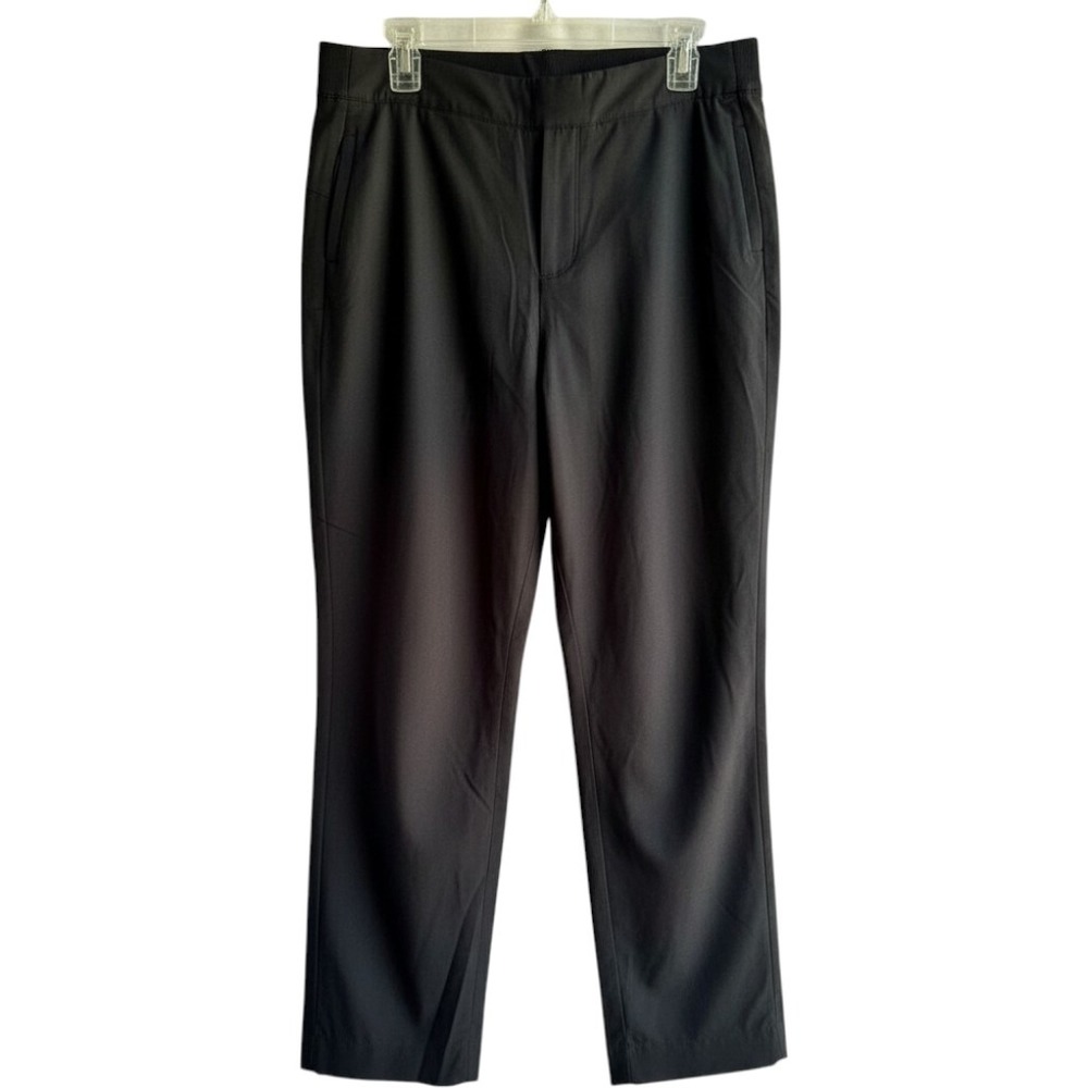 Soft Surroundings Pants Petite LARGE Black Flare Leg Slit Pull On Travel Comfort